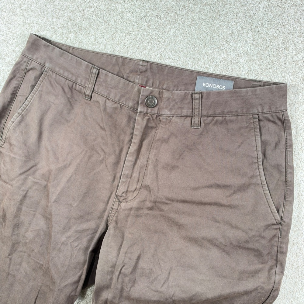 Bonobos Chinos Mens 33/36 Brown 100% Cotton Straight Leg Flat Front Pants